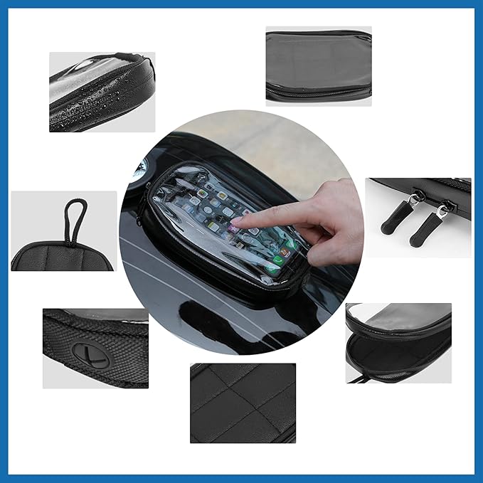 Universal 7 Inch Magnetic Tank Bag Phone Holder Case Saddlebag Faux Leather Waterproof for Motorbike Item Replacement