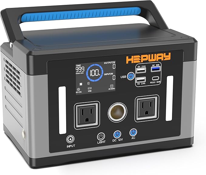 Portable Power Station 700W, 577Wh Battery Solar Generator, Power Bank 110V/ Surge 1000W Pure Sine Wave 2 AC Outlets with PD 60W USB-C Fast Charging for CPAP Camping, Hurricane Emergency, RVs