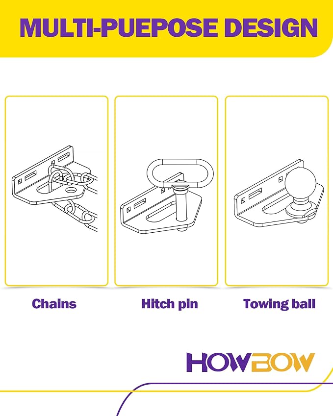 Zero Turn Mower Trailer Tow Hitch and Hitch Pin, 1/4"(6mm) Thick Heavy Duty Steel Universal Lawn Trailer Hitch Kit with Pin, Versatile Chain Slot Rugged Trailer Hitch Included Carriage Bolt Hardware