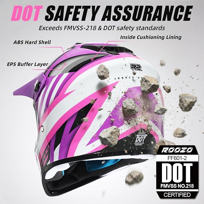 Youth Dirt Bike Helmet DOT Approved, Kids Motocross Full Face Helmet with Adjustable Goggles Riding Gloves & Storage Bag, Off-Road Sport Gear Set for Boys Girls ATV UTV