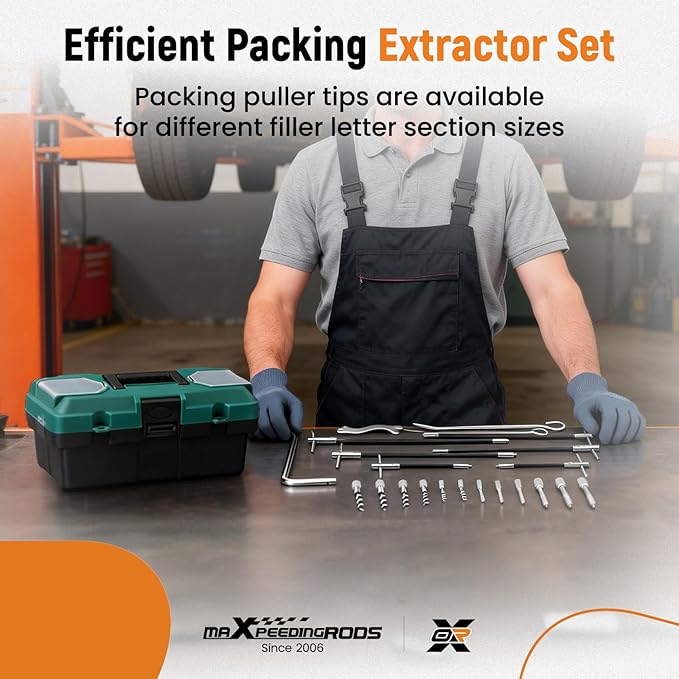 maXpeedingrods 23pcs Packing Extractor Set, Steel Alloy Packing Puller Tool Set, Flexible Shaft Corkscrew Packing Pulling Hook Sets, Gland Packing Extraction Removal Kit with Toolbox