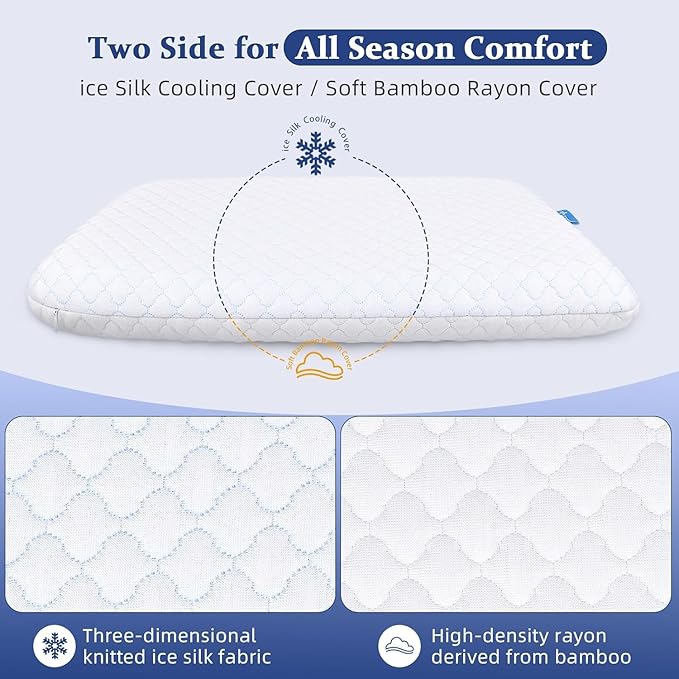 SofGlowly Thin Flat Pillow for Sleeping – 3.25" Ultra Slim Cooling Memory Foam Pillow for Stomach & Back Sleepers, Low Profile Neck Alignment Design with Soft Washable Cover,Supportive & Comfortable