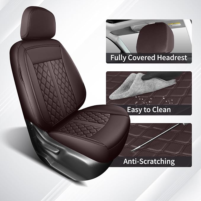 Huidasource Nissan Titan Seat Covers, Waterproof Leather Covers Custom Fit for Nissan Titan/Titan XD 2016-2024 SV PRO-4X SL Platinum Reserve Crew Cab (Fullset/Coffee)