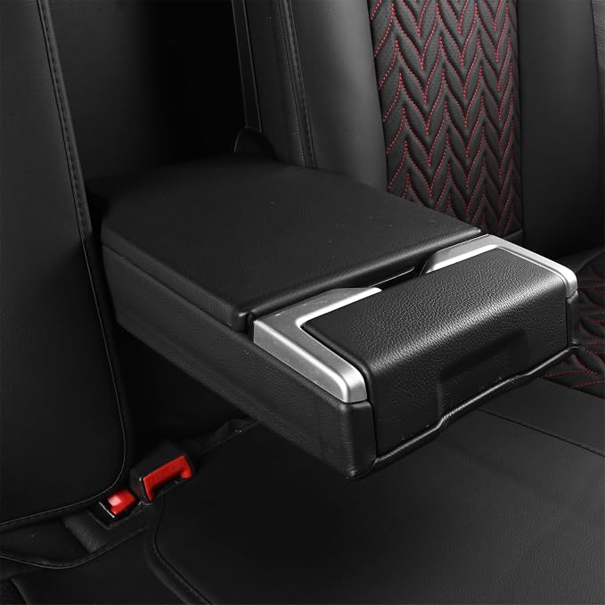 SCITOO Front F150 Seat Covers,2PCS Truck Seat Covers Faux Leather Seat Cover Full Set Pickup Seat Cover Fits for 2015-2024 Ford F150 F250 F350 (Front,Black and Red)