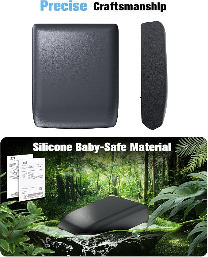 For 2024~2026 Toyota Tacoma (4th Gen Tacoma) 2-in-1 Silicone Center Console Armrest Cover& Armrest Hidden Privacy Tray - [OEM Design& Friendly Liquid Silicone Rubber] - Thin Black