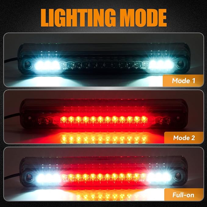 Third 3rd Brake Light LED for 1988-1999 Chevy/GMC C1500 C2500 K1500 K2500 Silverado Blazer, High Mount Rear Brake Lights Assembly Center Cab Cargo Lamp Stop Light