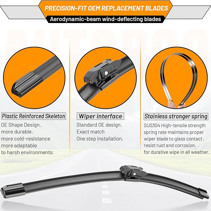 OEM Windshield Wiper Blade Replacement for Mini Cooper Countryman 2017 2018 2019 2020 2021 2022 2023 Original Equipment All-Season Rear Wiper Blade Set 23+21+10 (Set of 3)