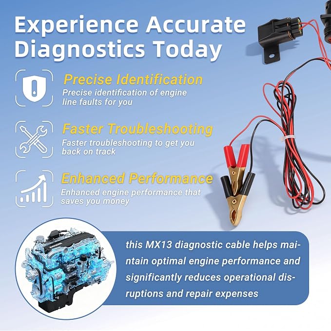 Engine Diagnostic Cable Adapter Fit for Paccar MX13 EPA17 ACM Engine in Heavy Duty Commercial Vehicles Diagnostic Tool Wiring Harness Paccar ACM Cable