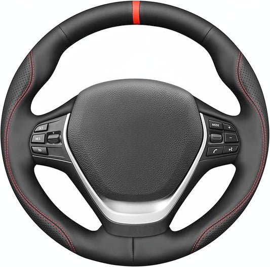 MEWANT Hand Stitch Steering Wheel Cover for BMW 2 Series F22 F23 2014-2020 3 Series F30 F34 2012-2018 4 Series F32 F33 F36 2014-2020 DIY Black Microfiber Leather Interior Accessories