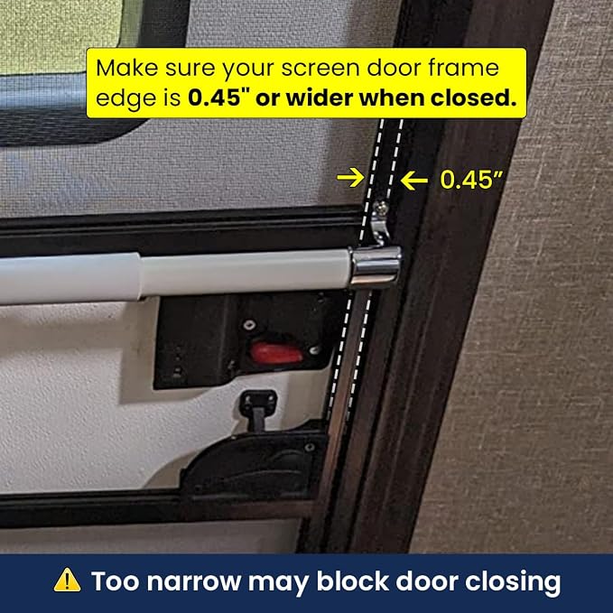 Safoner RV Screen Door Support Bar Handle with Metal Base | Adjustable 21.5"-32" Length | Ideal for Campers and Travel Trailers | RV Door Accessories