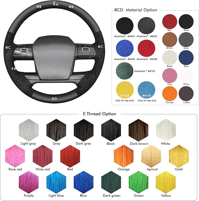 MEWANT Hand Sewn Steering Wheel Cover Wrap for Volvo VNL VNR FM FH 2017-2025 Steering Wheel Accessories for Volvo FM