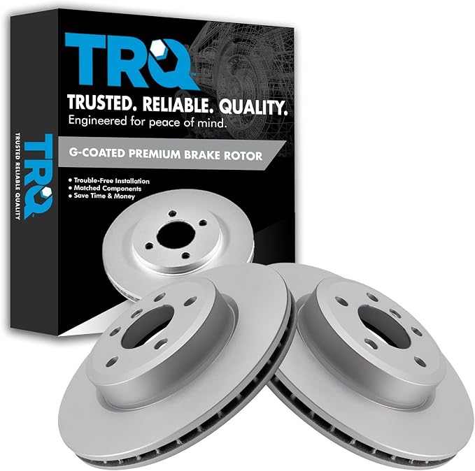 TRQ Front Brake Rotor Set G Coated Vented Compatible with 2004-2010 BMW X3