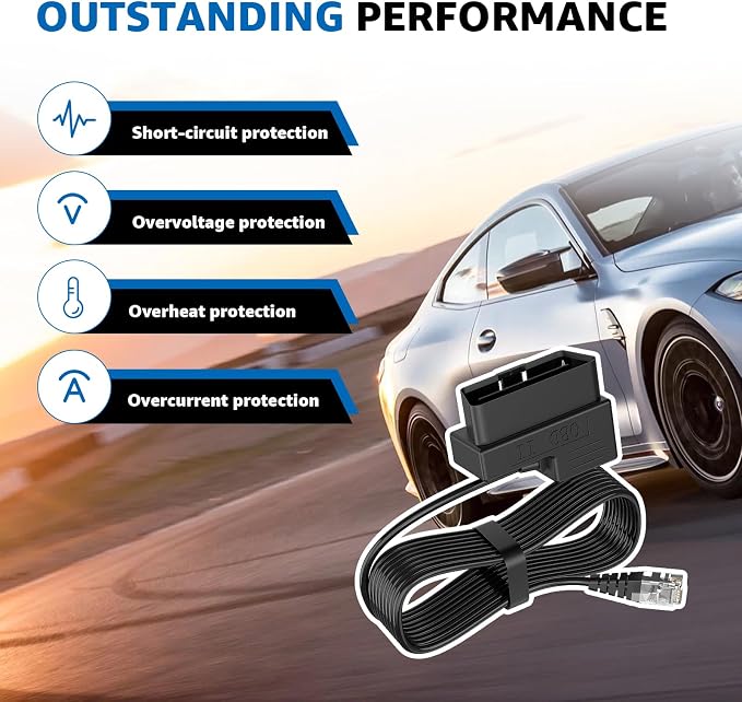 Upgraded OBDII to RJ11 for Escort Radar Detector Power Cord - for Escort MAX 360/360c,IX,IXc,9500 IX,MAX II/3/4,and Redline 360c etc.