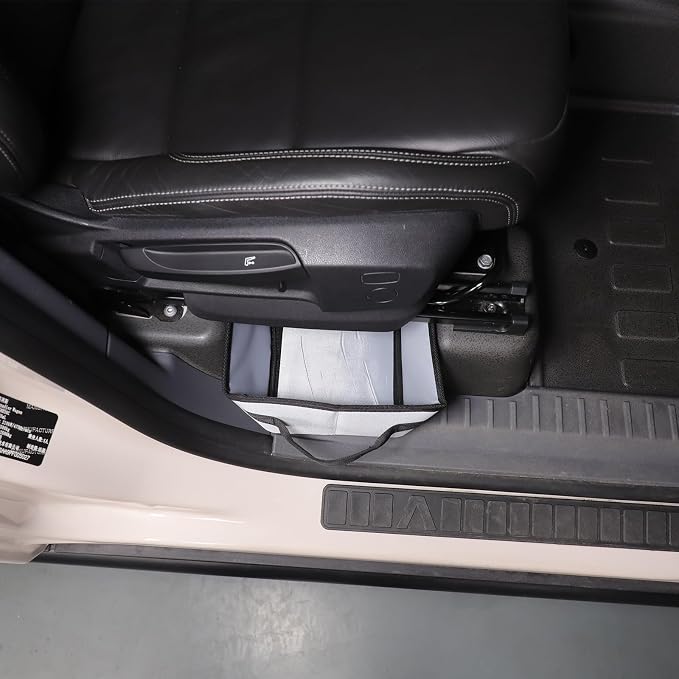 Under seat Storage Bag for Ineos Grenadier 2020-2025 Accessories Oxford Cloth Tool Organizer Box Under Front Seat, Underseat Hidden Bag Organizer Tray Drawer Bin with Anti-slip Handle (Grey)