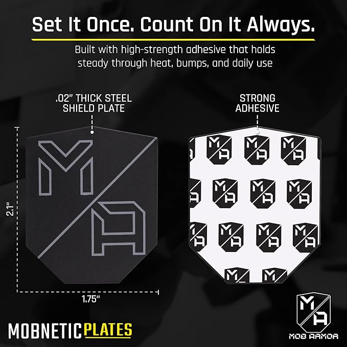 Mob Armor MobNetic Plate - Phone Magnet Plate Compatible for iPhone & Android - 0.02" Thick Metal - 3M VHB Adhesive Magnetic Plate for Phone Mount for Cars, Trucks, Motorcycles & Athletes - 4 Pack
