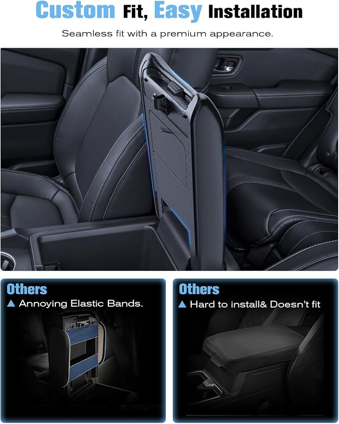 For 2023~2026 Honda Pilot/2024~2026 Passport&Ridgeline 2-in-1 Silicone Center Console Armrest Cover& Armrest Hidden Privacy Tray - [OEM Design& Friendly Liquid Silicone Rubber] - Thin Black