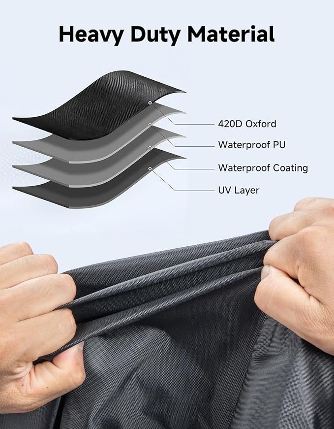 KEMIMOTO Heavy Duty 420D Motorcycle Cover Compatible with Cruiser Models Softail Dyna Iron 883 Fat Boy 114 Forty-Eight Low Rider Cover Standard Heritage Classic Waterproof Outdoor Snow Rain Protection