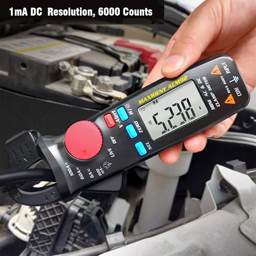 DC AC Clamp Meter 6000 Counts True RMS Digital Multimeter Amp Resistance Frequency Live Check V-Alert Continuity Voltage Tester with Back Clip