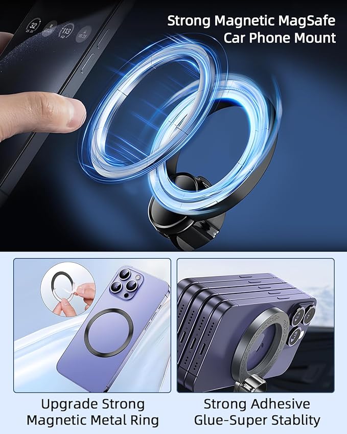 PZK Car Phone Holder for 2010 2012 2013-2024 Toyota 4 Runner Accessories Custom Air Vent Fixed Clip Compatible with MagSafe Stronrg Magnetic Car Phone Mount Automobile Cradles 360° Rotation
