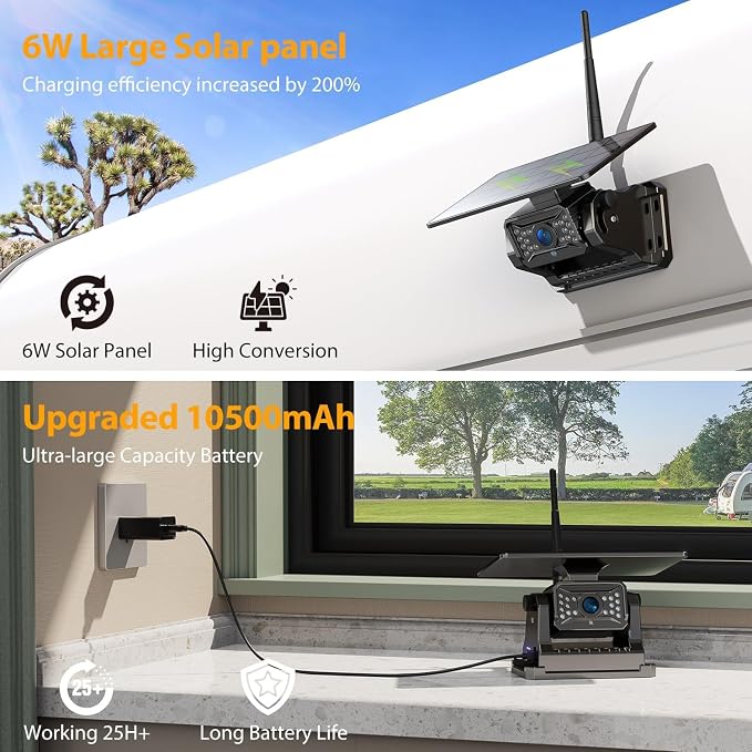 Magnetic Solar Wireless Backup Camera Plug and Play 7" 1080P HD DVR IPS Monitor,IR Night Vision,IP69 Waterproof 1-Min Solar Install,No-Drill,Xroose Wireless Backup Camera for Truck/Trailer/Camp