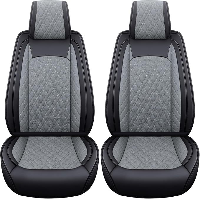 YIERTAI Car Seat Covers for Dodge Ram Fit 2009-2026 1500 2010-2026 2500 3500 Classic Bighorn Longhorn Laramie Tradesman Truck Gray Front