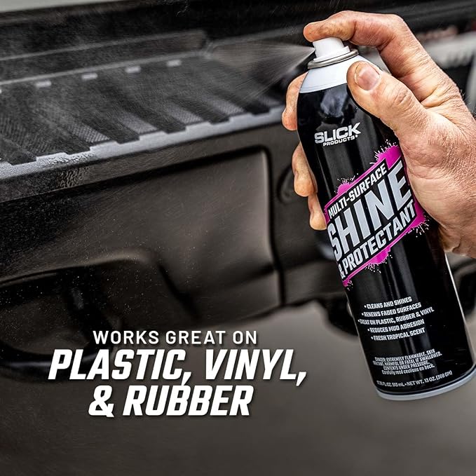 Slick Products Shine & Protectant Spray 17.35 FL OZ. - High Gloss Clear Coating Renew Vinyl, Plastic, Rubber, Trim, Tire, Car, Truck, Motorcycle, Dirt Bike (6-Pack)
