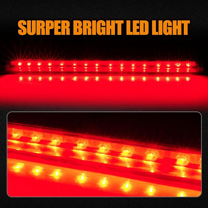 Third 3rd Brake Light LED for 1992-1999 Chevy C/K Suburban Blazer Tahoe/GMC Yukon Jimmy/Hummer H2/ Bravada High Mount Rear Brake Lights Center Cab Stop Light (Black)