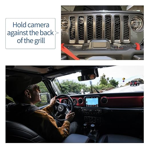 RED WOLF Dash Tweeters Speaker Wiring Harness + Front Forward Facing View Camera for Jeep Wrangler JL/JLR/JLU/JT Gladiator Rubicon Off-Road 2018-2021 Front Trail Cargo Camera