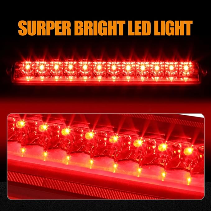 Third 3rd Brake Light LED for 2002-2010 Ford Explorer, 2008-2012 Ford Escape High Mount Rear Brake Lights Assembly, Waterproof Center Cab Lamp Stop Light (RED)