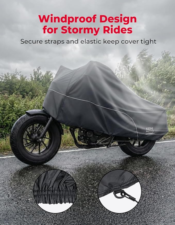 KEMIMOTO Motorcycle Half Cover Outdoor Waterproof Storage Bag Fit Lightweight Fit for Rebel CMX300 500 1100 Sportster Iron 883 Shadow Vulcan S Boulevard S40 Rain Snow Dust Protection Cover