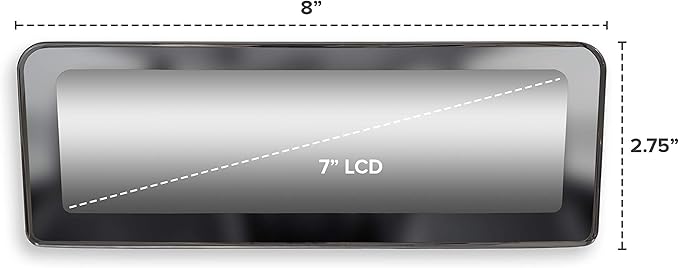Master Tailgaters 8" OEM Frameless Rear View Mirror with 7" LCD Screen | Rearview Universal Fit Mount | 4 Video Inputs | Auto Adjusting Brightness LCD | Anti Glare | Full Original Mirror Replacement