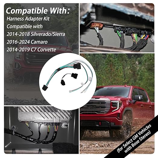Harness Adapter Kit with ANC Defeat Harness Compatible with 2014-2018 Silverado/Sierra 2016-2024 Camaro 2014-2019 C7 Corvette(for Select GM Vehicles with Bose Stereo)