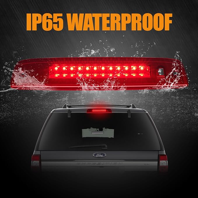 Third 3rd Brake Light LED for 2003-2016 Ford Expedition, High Mount Rear Brake Lights Assembly for 03-16 Lincoln Navigator, Waterproof Center Cab Lamp Stop Light (RED)