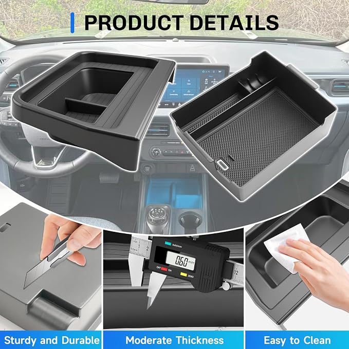 SXCY 2PCS for 2025 2026 Ford Maverick Armrest Organizer + Dashboard Organizer Tray for 2025 2026 Ford Maverick Accessories Console Tray 2025 2026 Maverick Behind Dash Center Console Organizer Tray