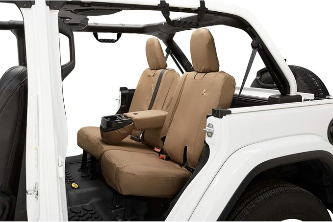 Bestop 2929104 Tan Seat Cover, Rear- Jeep 2018-2024 Wrangler 4 Door with Armrest