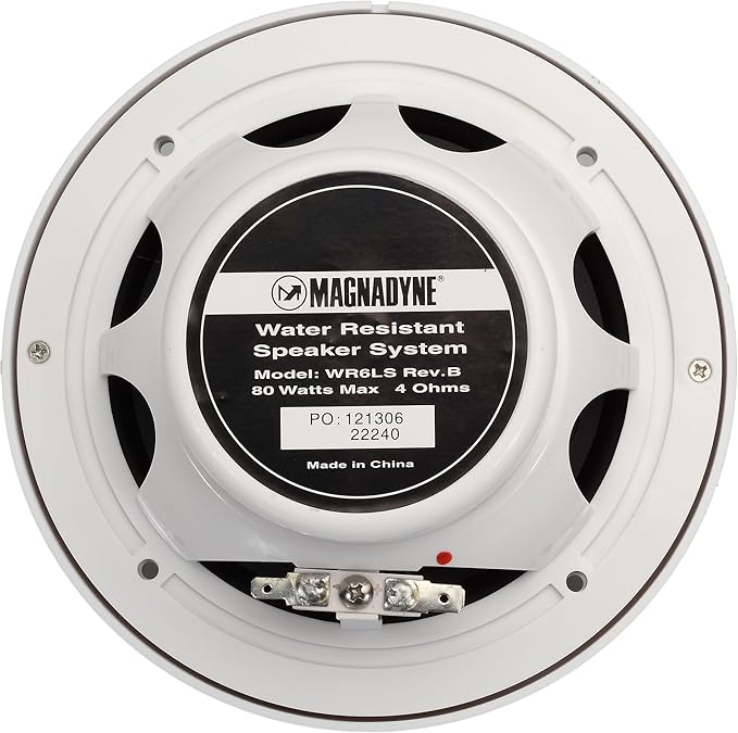 Marine Audio Speakers, 80 Watts, 6.5 Inch, Water Resistant, UV-Resistant, with Metallic Dome Tweeter, High-Performance Marine, RV & Vehicle Upgrade (White)
