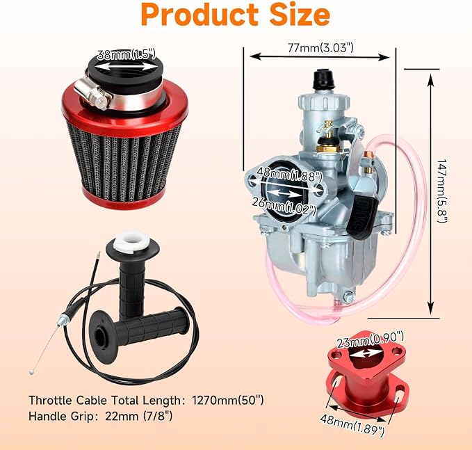FVRITO VM22 Carburetor Flywheel Stage 2 Kit Compatible with Predator 212 Non Hemi Engine Coleman CT200U CT200U-EX BT200X Mini Bike 212cc 196cc GX200 KT196 Go Kart Parts Exhaust Pipe Throttle Assembly