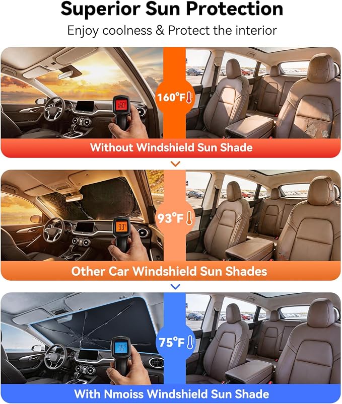 Nmoiss [Vinyl Coating Heat Shield] Windshield Sun Shade Umbrella Custom for Blazer, Protect Car from Sun Rays & Heat Damage Keep Cool and Protect Interior