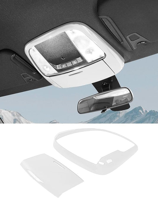 Roof Reading Light Cover Trim Fit for 2011 + Dodge Charger/Durango/Chrysler 300 Interior Accessories White Reading Lamp Decals Cover Trim Sticker Kit