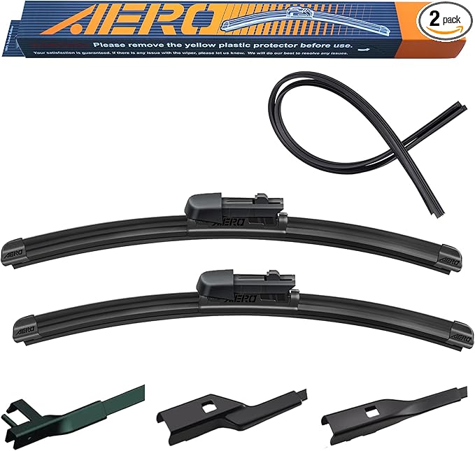 AERO Avenger 24" + 19" Premium All-Season Windshield Wiper Blades with Extra Refills OEM Replacement for Volkswagen VW CC EOS Golf GTI Jetta Passat Rabbit Honda CR-V Civic + More (Set of 2)