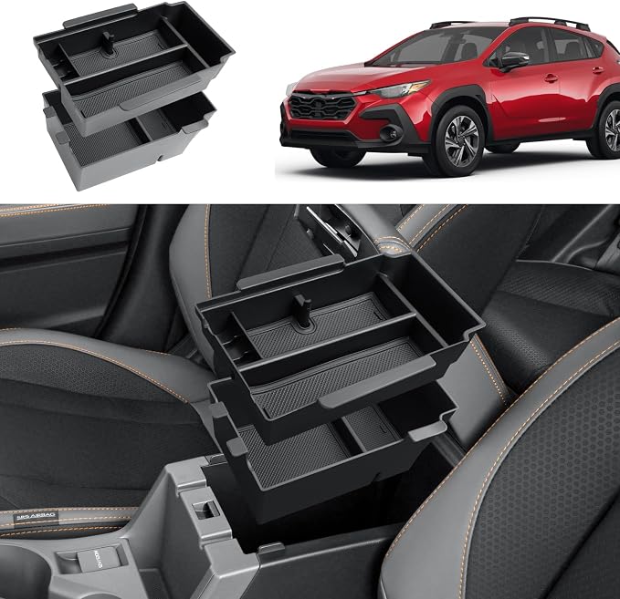 Center Console Organizer For 2024-2026 Subaru Crosstrek/2024-2026 Impreza - Double Layer Armrest Box Organizer For 2024-2026 Crosstrek/2026 Crosstrek Hybrid & 2024-2026 Impreza Accessories - ABS Tray