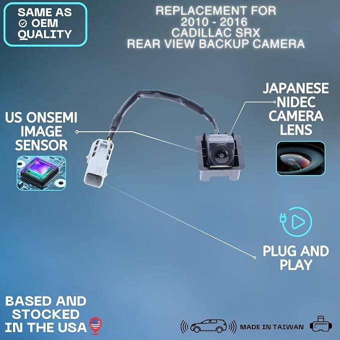 Backup Camera Replaces for 2010 2011 2012 2013 2014 2015 2016 Cadillac SRX Part # 23205689 15926122 20910350 22915398
