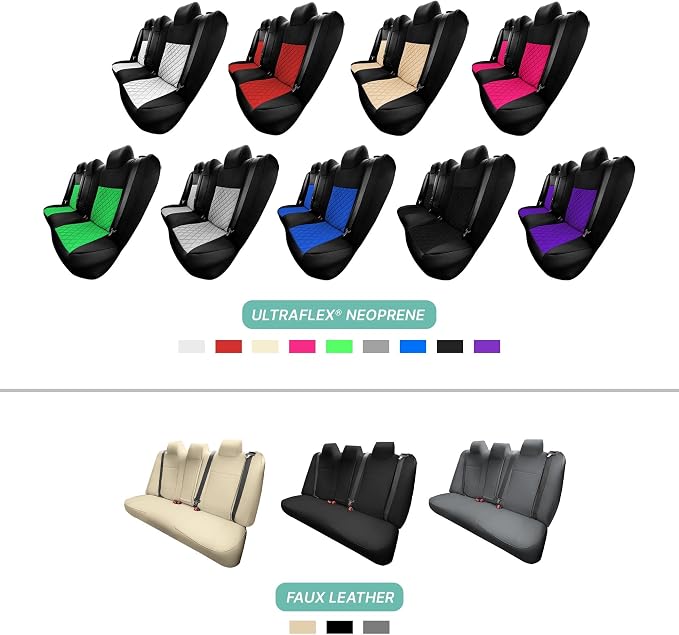 FH Group Custom Fit Seat Covers for 2012-2017 Toyota Camry, Car Seat Covers Rear Set, Solid Beige Faux Leather Seat Covers, Waterproof Car Seat Cover, Toyota Accessories, Car Seat Covers for Sedan