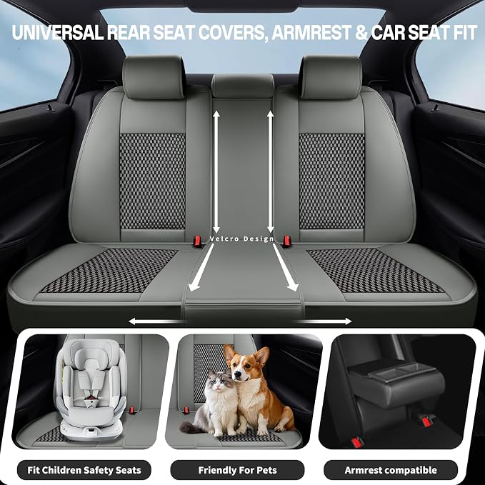 Fit Colorado Ice Silk Cooling Car Seat Covers for Chevrolet/Chevy Colorado 2016-2026, Breathable Seat Protector, Anti-Slip & Scratch-Resistant，Sweatproof Auto Cushion Covers（5 Seats, Gray）