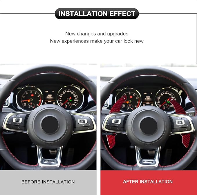 Steering Wheel Shift Paddle Extended Shifter Trim Cover Compatible with Volkswagen Golf 7 Scirocco SAGITAR GLI LAMANDO GTS Polo GTI Carbon Fiber Car Accessories Gloss Red