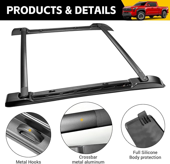 260lbs Heavy Duty Roof Rack Cross Bars Fit for 2024 2025 Toyota Tacoma Double Cab 4 Door, Aluminum Roof Rails Crossbar Cargo Carrier Pickup Accessories