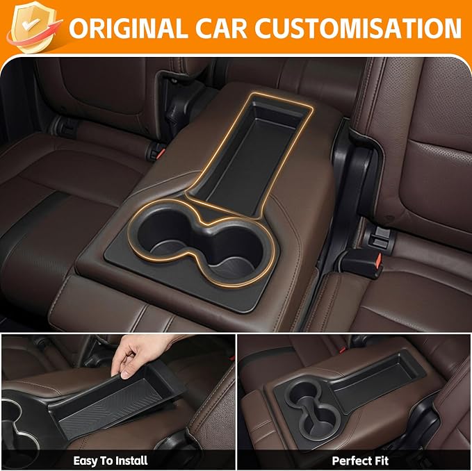 2nd Row Cupholder&Organizer Tray Compatible with 2023-2026 Honda Pilot (Only Fits for 8 Seats) Storage Box Cup Holder for Pilot Accessories