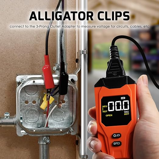 Rechargeable Circuit Breaker Finder & Electrical Circuit Tracer with GFCI Outlet Tester, NCV Voltage Detector, LCD Display, Flashlight, Audible/Visible Alerts, Carrying Case & 3 Adapters, 90-135V AC