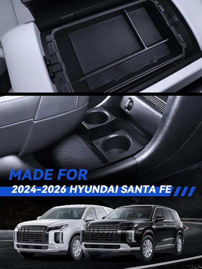 for Palisade Center Console Organizer 2026 Hyundai Palisade/Palisade Hybrid Accessories 2 Pcs Double-Layer Center Console Organizer + Lower Center Console Tray(Only for 7-Seat)