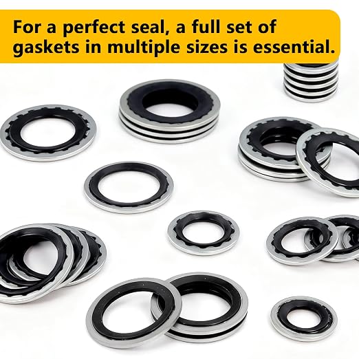 52 PCS AC Gasket Kit - R134a AC Seal Kit with Compressor Gaskets, A/C Line Seals Washers for Automotive Air Conditioner Repair & Maintenance - Stops AC Refrigerant Leaks